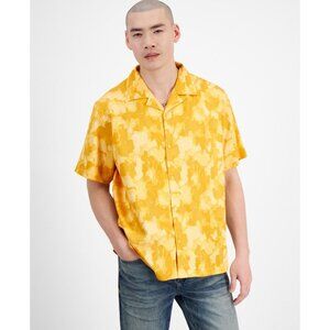 Mode Of One Mens Relaxed Fit Printed Button Down Camp Shirt Mango Size M NWT